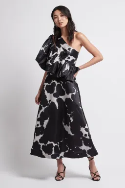 Aje Oxidised One Shoulder Gown Print Size 8  for rent on The Volte - image 5