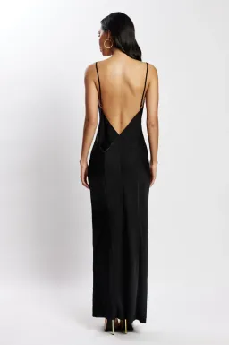 Meshki Bailey Satin Maxi Dress Black Size 6  for rent on The Volte - image 1