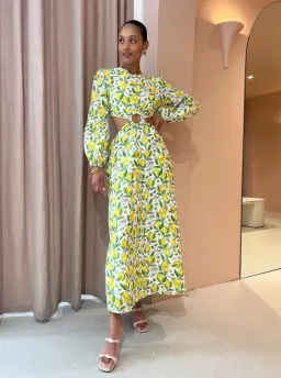 Palm Noosa Domino Dress Lemons Print Size 8  for rent on The Volte - image 1