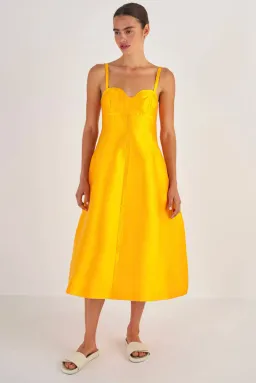 Oroton Sculptured Bodice Dress Marigold Size 10 for rent on The Volte - image 1