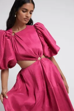 Aje Vanades Cut Out Ring Midi Dress Pink Size 8 for rent on The Volte - image 2