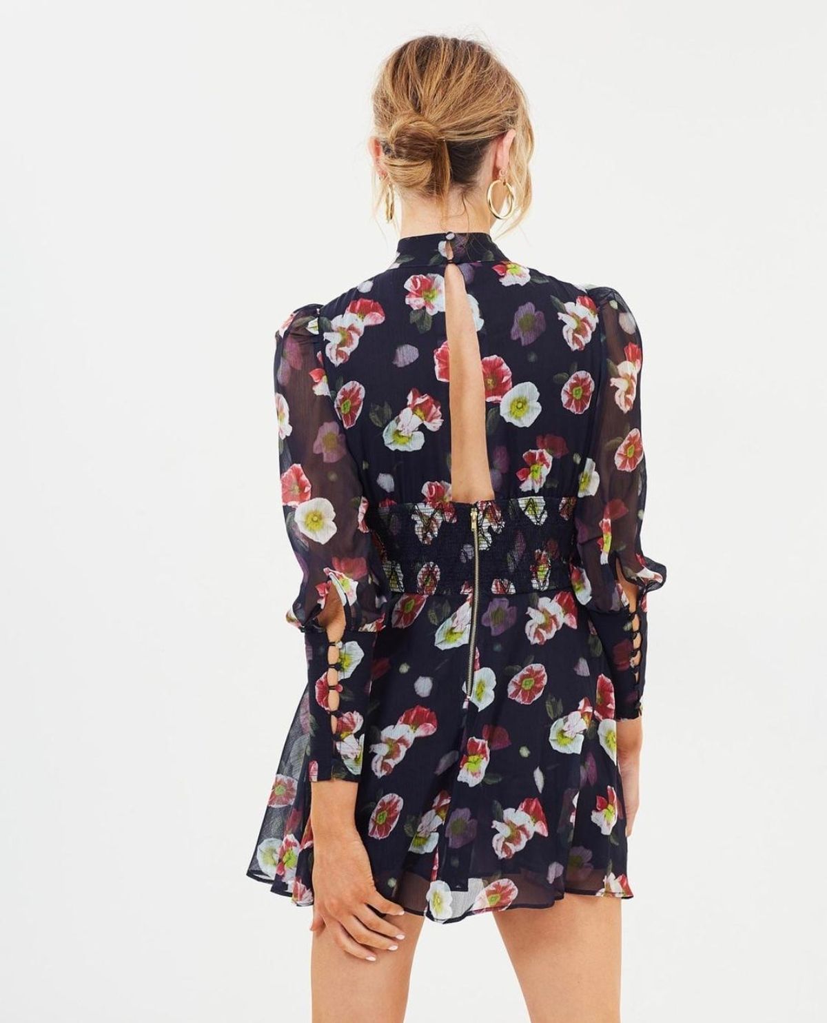 Misha Floral Mini Dress Black Size 8 - Image 3