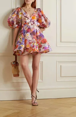 Zimmermann Prima Balloon Sleeve Mini Dress Floral Size 0 / Aus 6-8 for rent on The Volte - image 4