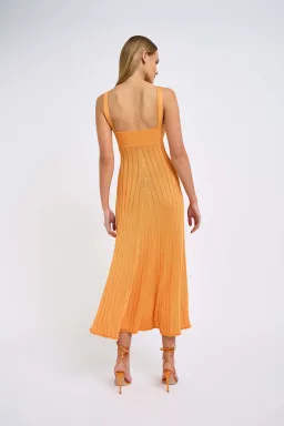 By Johnny Adelita Knit Midi Dress Orange Size 8 / M for rent on The Volte - image 3