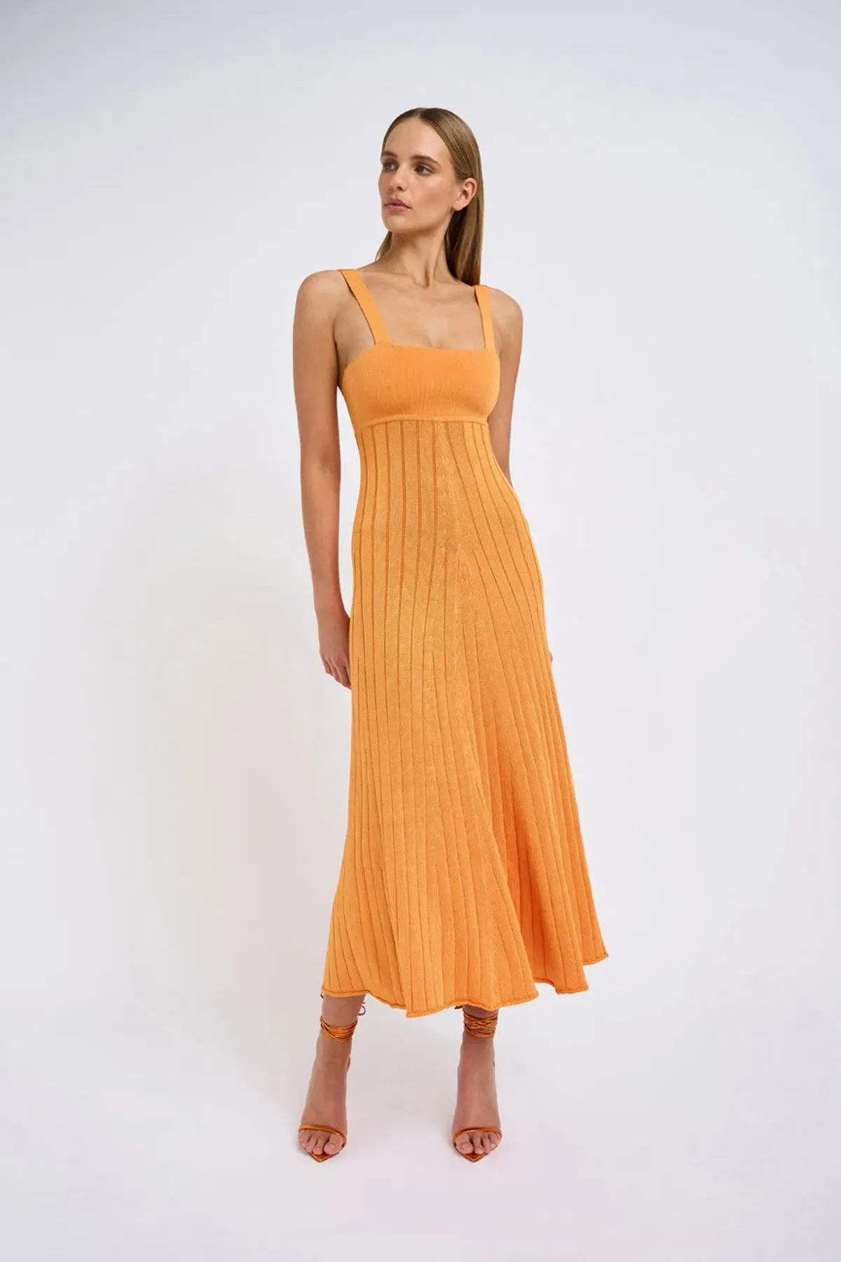By Johnny Adelita Knit Midi Dress Orange Size 8 / M - Image 2