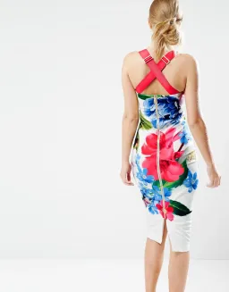 Ted Baker Alexie Dress in Forget Me Not Print in White Size 8 for rent on The Volte - image 3
