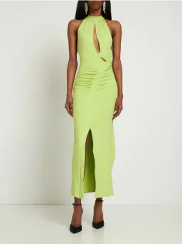 Rotate By Birger Christensen Merle Organic Cutout Dress Chartreuse Size 8 for rent on The Volte - image 1