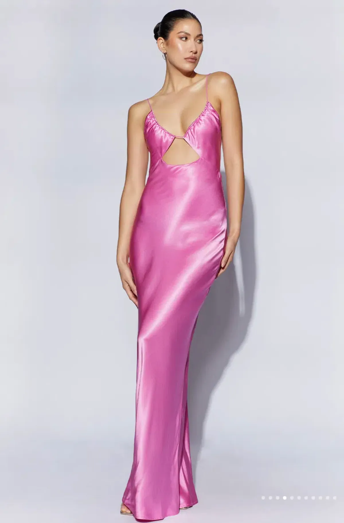 Meshki Sadie Maxi Satin Halter Ruched Slip Dress Pink Size 8  - Image 1