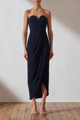Shona Joy ‘U’ Core Bustier Draped Dress Navy Size AU 12 for rent on The Volte - image 1