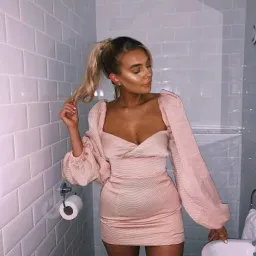 House of CB Aliyah Damask Balloon Sleeve Mini Dress Blush Size 8 for rent on The Volte - image 1