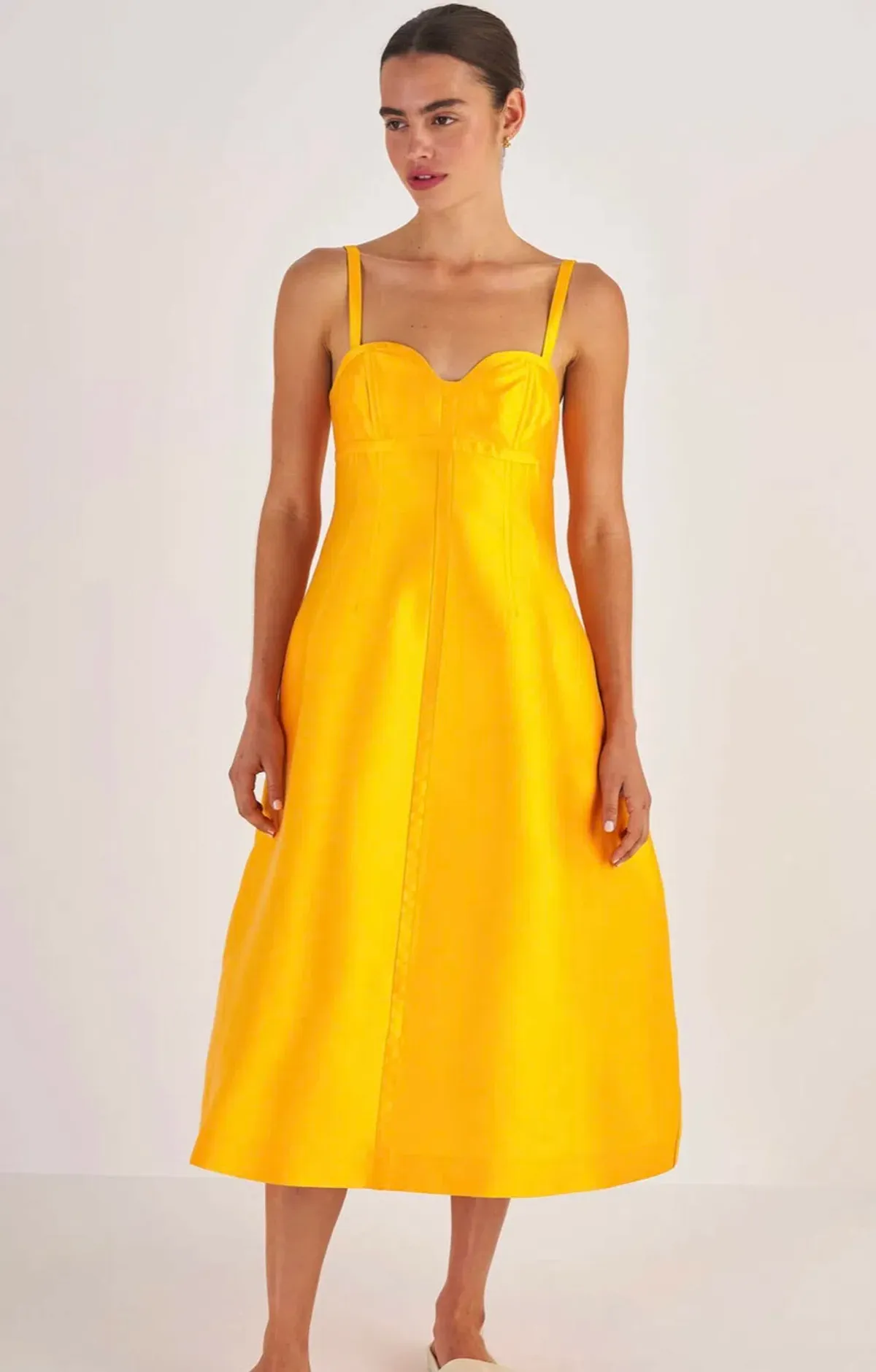 Oroton Sculptured Bodice Dress in Marigold Size 12 - Image 3