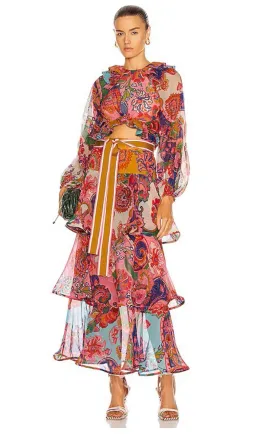 Zimmermann Lovestruck Ruffle Top & Frill Skirt Set Floral Size 3/AU 14 for rent on The Volte - image 1