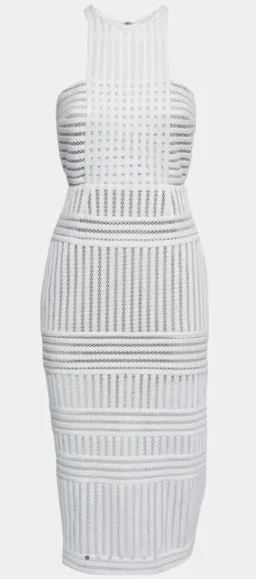 Self Portrait Striped Mesh Column Dress White Size 8 for rent on The Volte - image 4