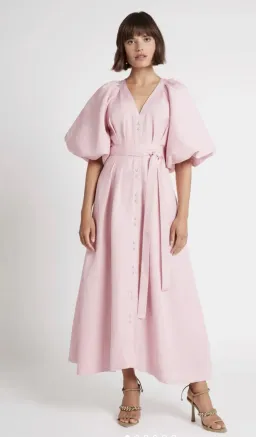 Aje Evermore Midi Dress Rose Pink Size 14 for rent on The Volte - image 1
