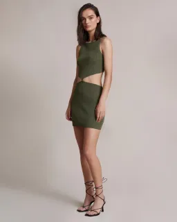 Bec & Bridge Mason Knit Mini Dress Olive Size 8 for rent on The Volte - image 1