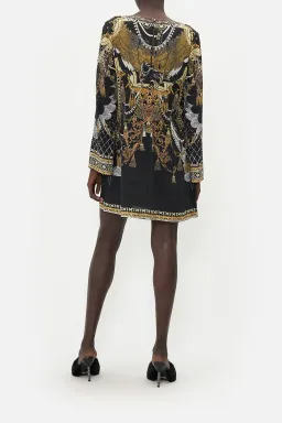 Camilla Long Sleeve Deep V Short Dress Ravin Raven Print Size 10 for rent on The Volte - image 2