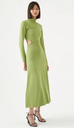 Aje Amelie Braided Cut Out Knit Dress Green Size S/AU 8 for rent on The Volte - image 1