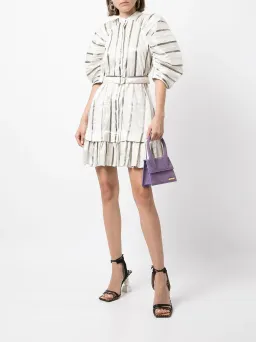 Acler Striped Leighton Midi Dress White Size AU 10 for rent on The Volte - image 1