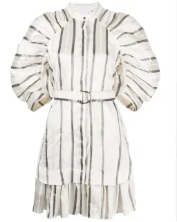 Acler Striped Leighton Midi Dress White Size AU 10 for rent on The Volte - image 4