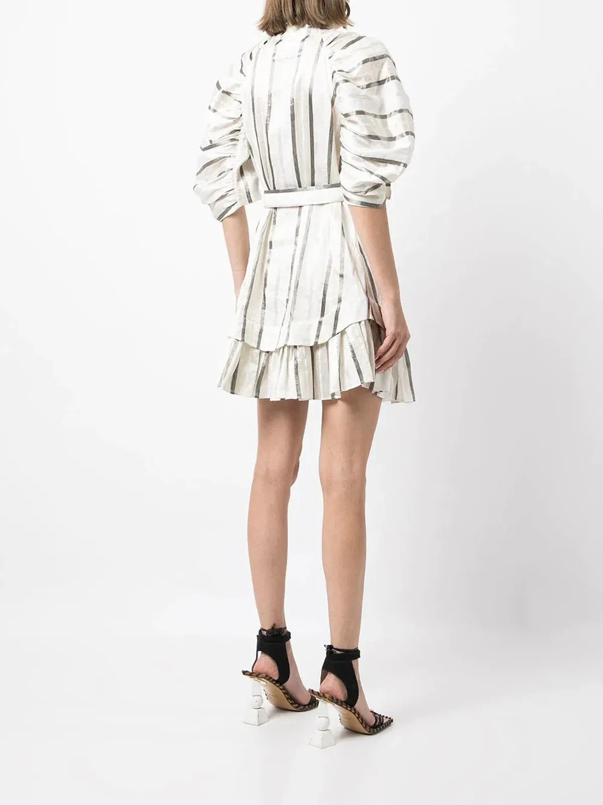 Acler Striped Leighton Midi Dress White Size AU 10 - Image 2