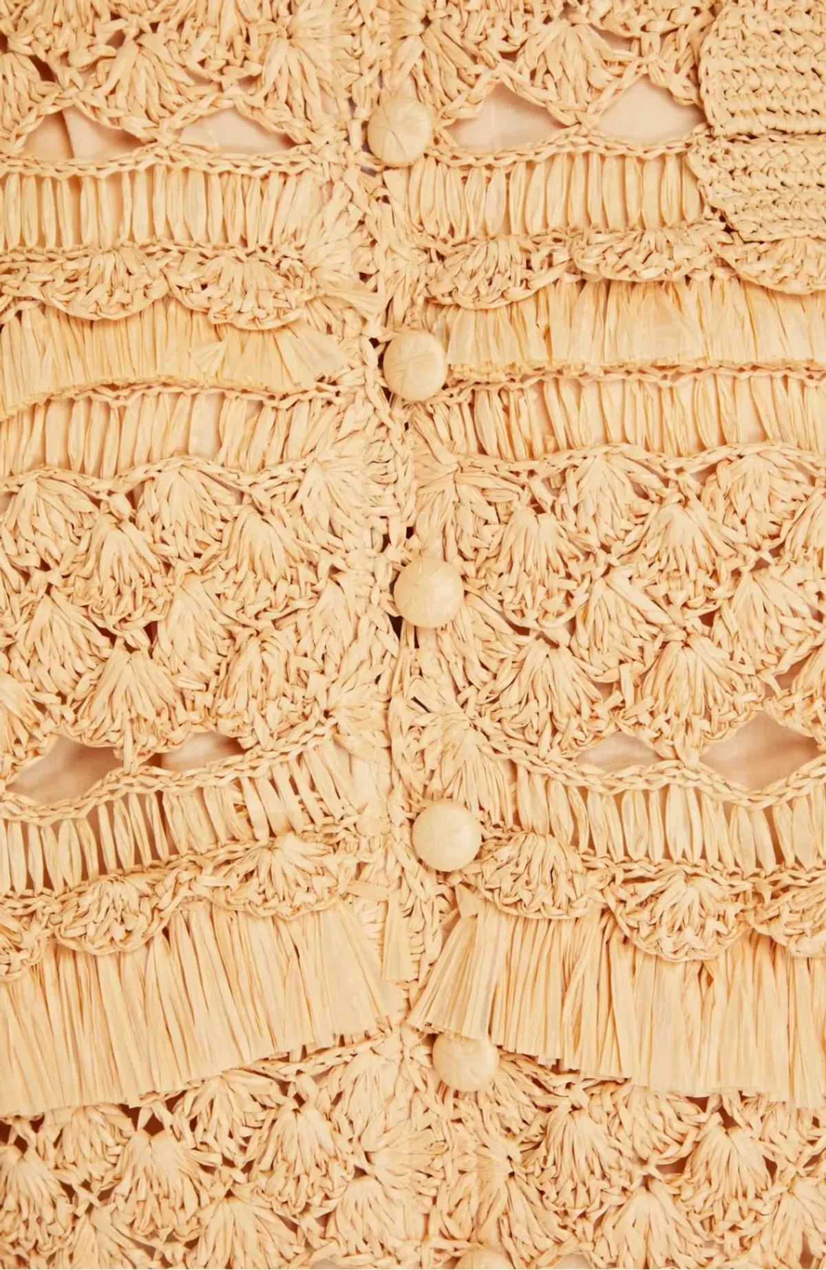 Zimmermann Postcard Straw Crochet Mini Dress Beige Size 0/AU 8 - Image 6