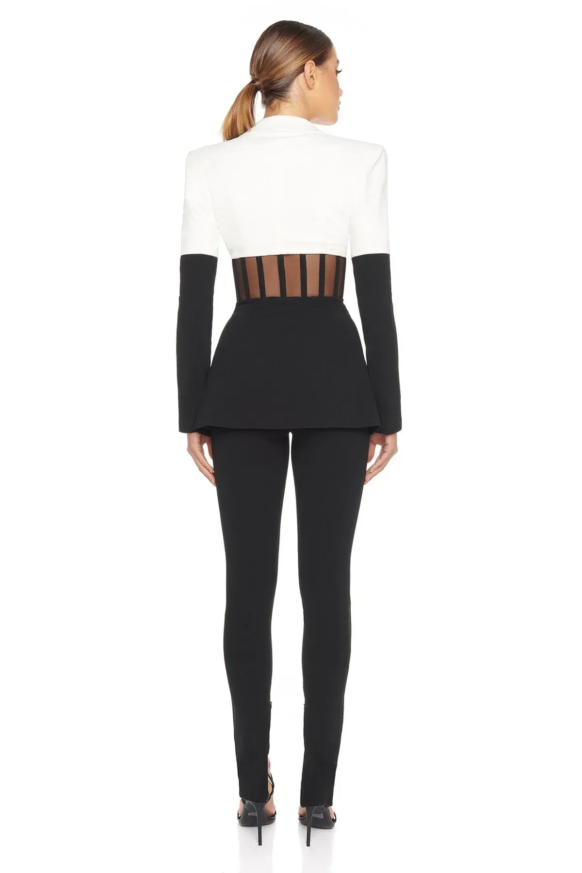  Eliya the Label Kira Two-Piece Suit Black/White Size 6 - Image 2