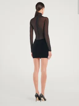 Mugler Wolford Mesh-paneled Mini Dress Black Size 6  for rent on The Volte - image 2