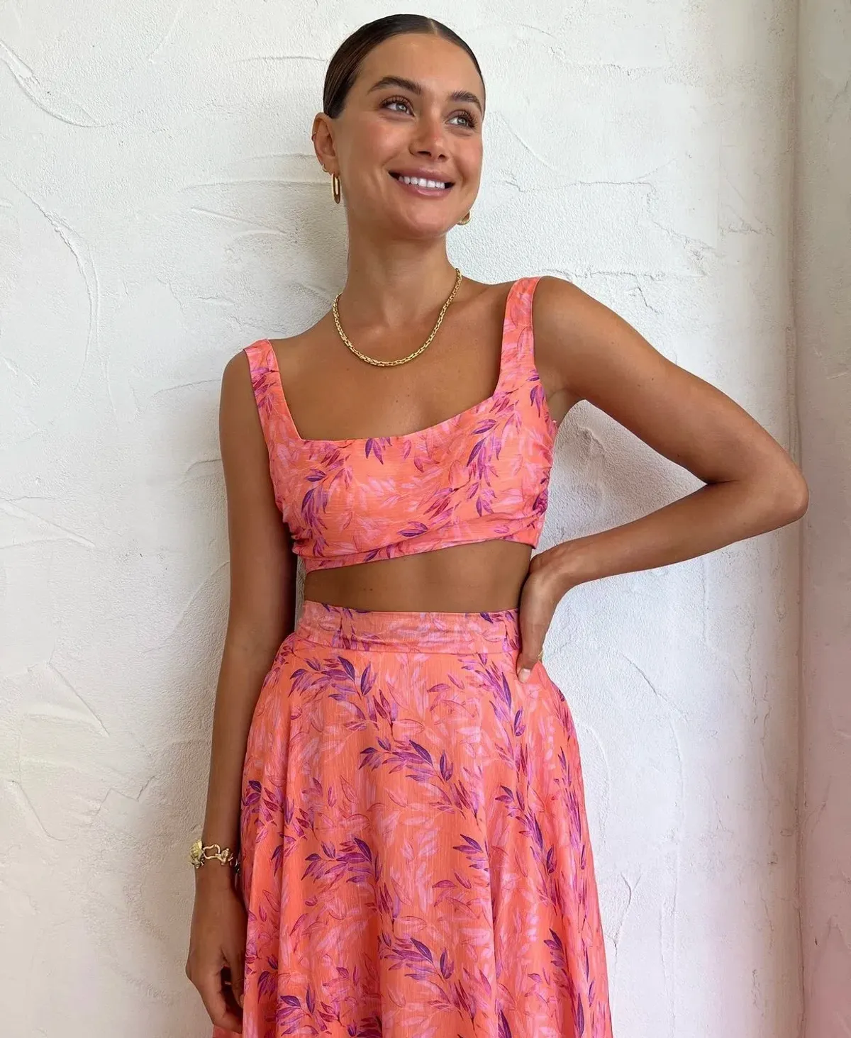 Sonya Moda Serena Skirt and Top Set Peach Watercolour Size AU 10 - Image 4