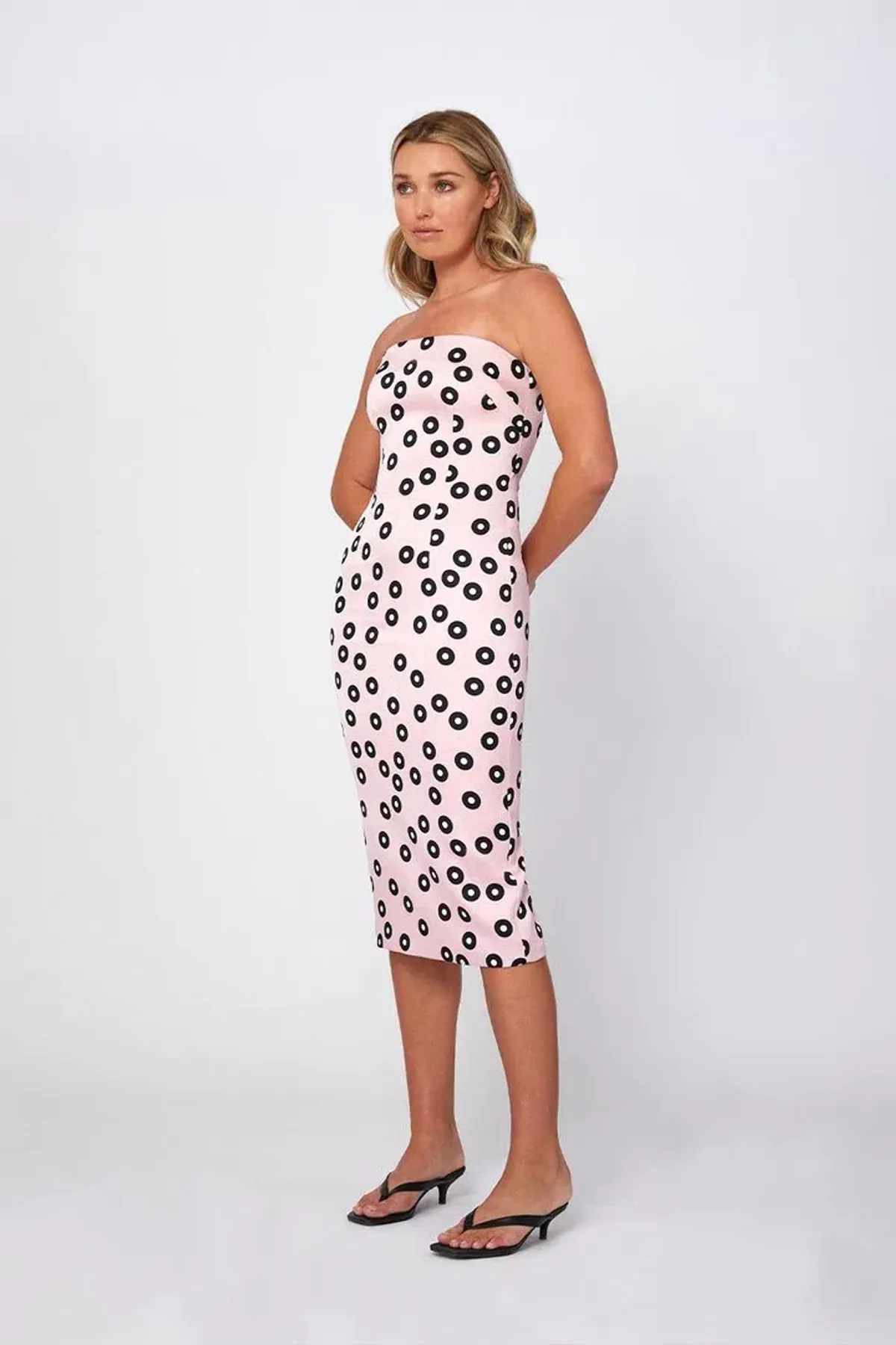 By Johnny Party Spot Strapless Dress Pink Size AU 10 - Image 1