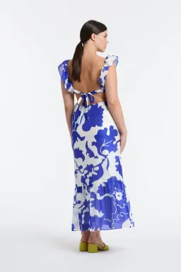 Sir the Label Vivi Frill Maxi Dress Blue Merce Abstract Print Size 3 /AU 12 for rent on The Volte - image 5