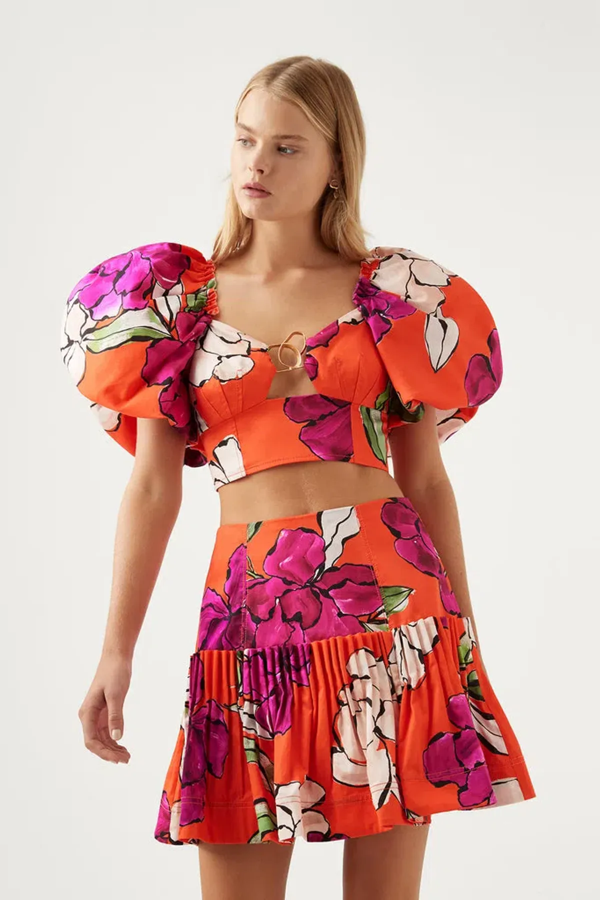 Aje Niki Vivid Camellia Pleated Mini Skirt Floral Size S / AU 8 - Image 2