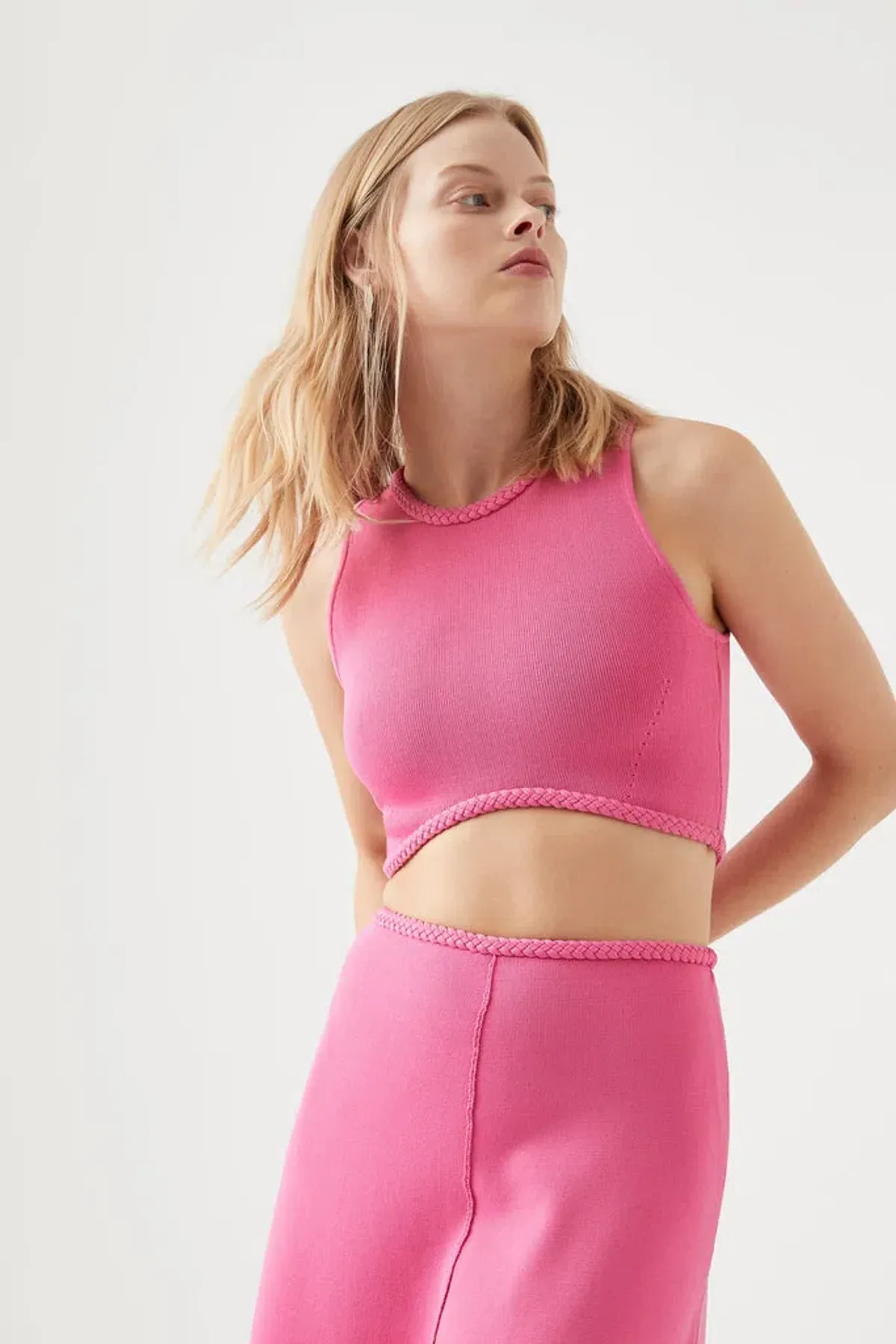 Aje Elm Braided Knit Tank Top Pink Size L / Au 12 - Image 1