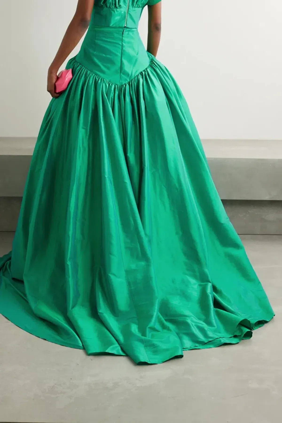 Christopher John Rogers Silk Taffeta Maxi Skirt Green Size 8 - Image 2