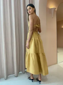 Shona Joy Aria Backless Midi Dress in Ginger Size 10 for rent on The Volte - image 2