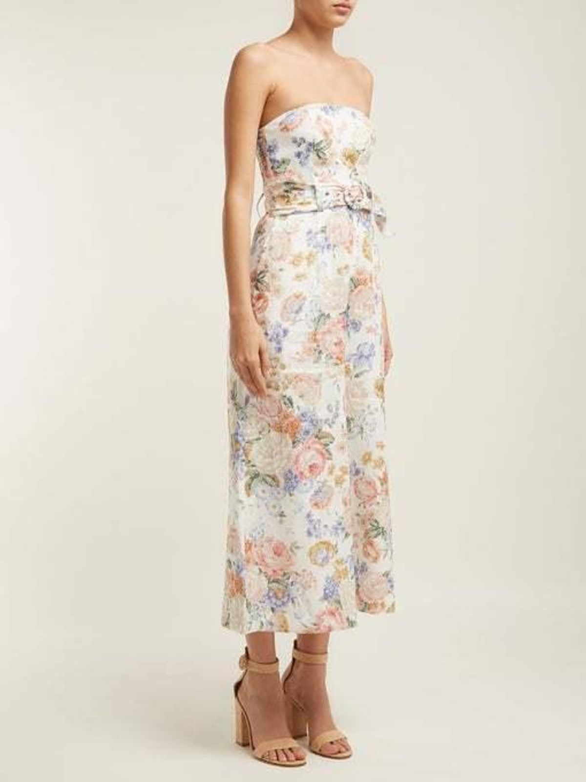 Zimmermann Strapless Bowie Jumpsuit Cream Floral Size 0 / AU 8 - Image 2