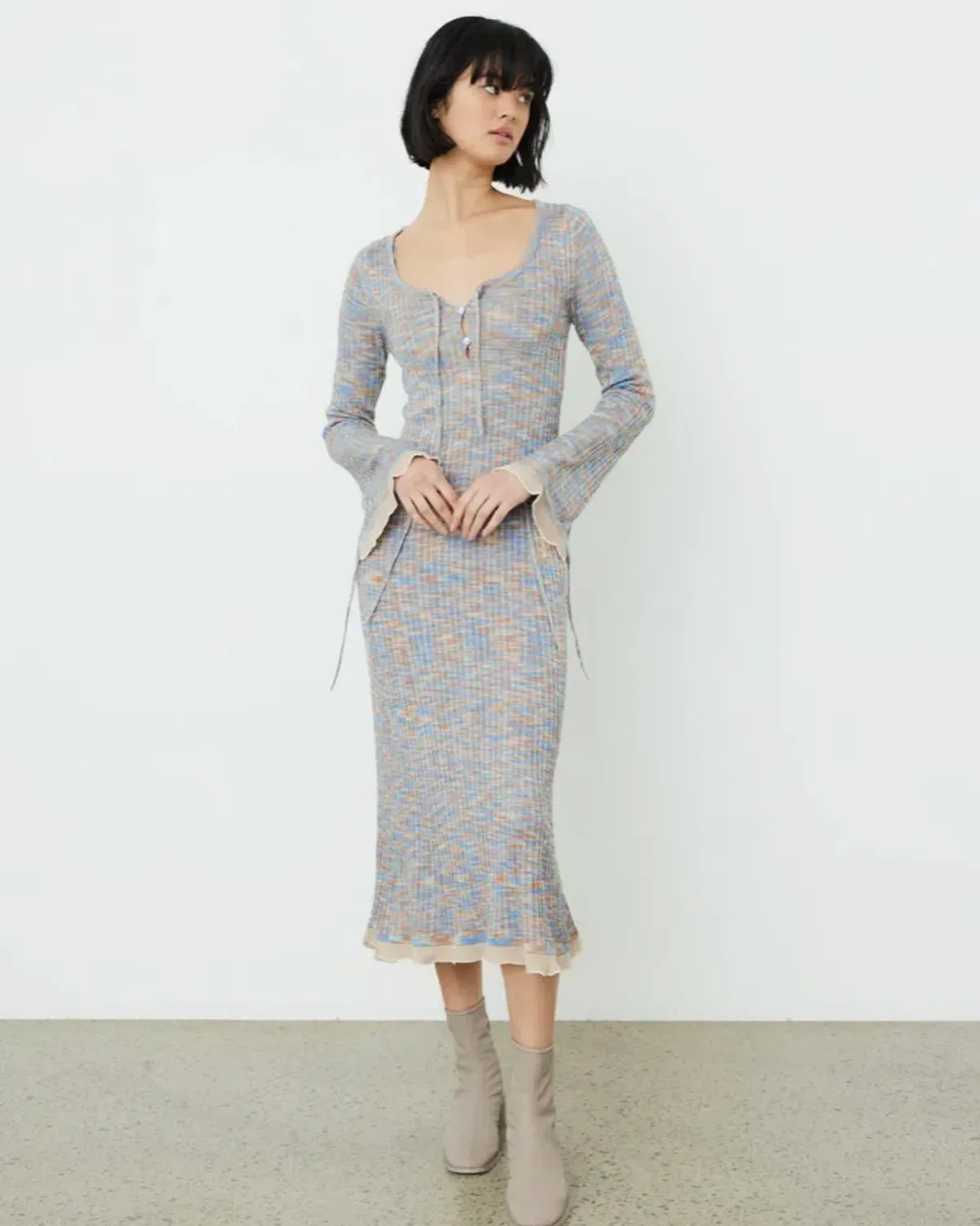 Acne Studios Kadley Cable Knit Midi Dress Grey Size XS / AU 6 - Image 1