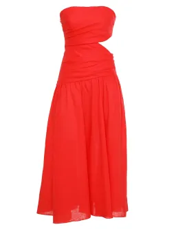 Zimmermann Lyre Wrap Tie Side Midi Dress Red Size 0 / Au 8 for rent on The Volte - image 3