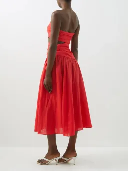 Zimmermann Lyre Wrap Tie Side Midi Dress Red Size 0 / Au 8 for rent on The Volte - image 2