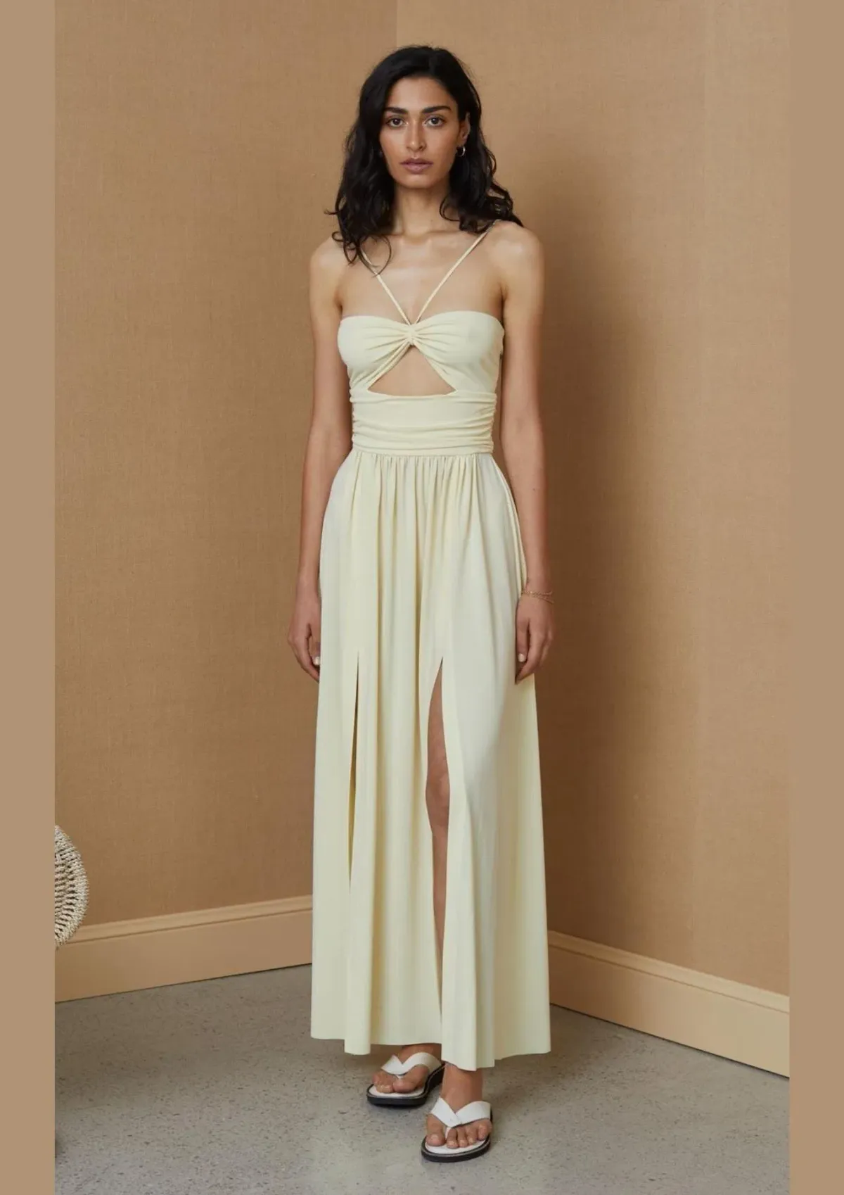 Bec & Bridge Isla Halter Dress Butter Yellow Size AU 10 - Image 1