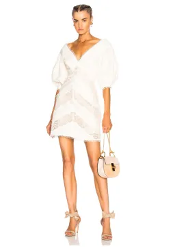 Zimmermann Painted Heart Chevron MIni Dress Ivory Size 6 for rent on The Volte - image 1