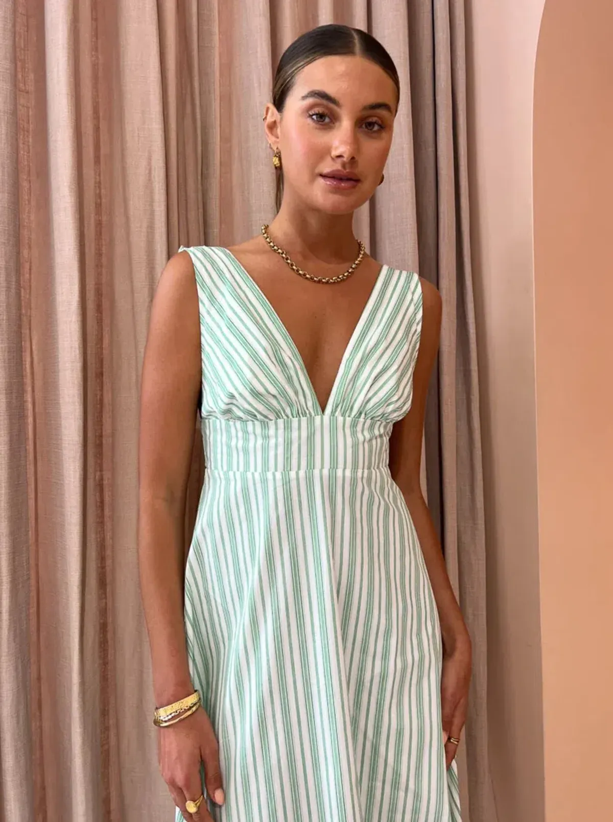 Aston Studio Betty Stripe Dress Green Size AU 10 - Image 3