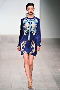 Holly Fulton Hand Gun Silk Dress Navy Size 8 for rent on The Volte - image 1