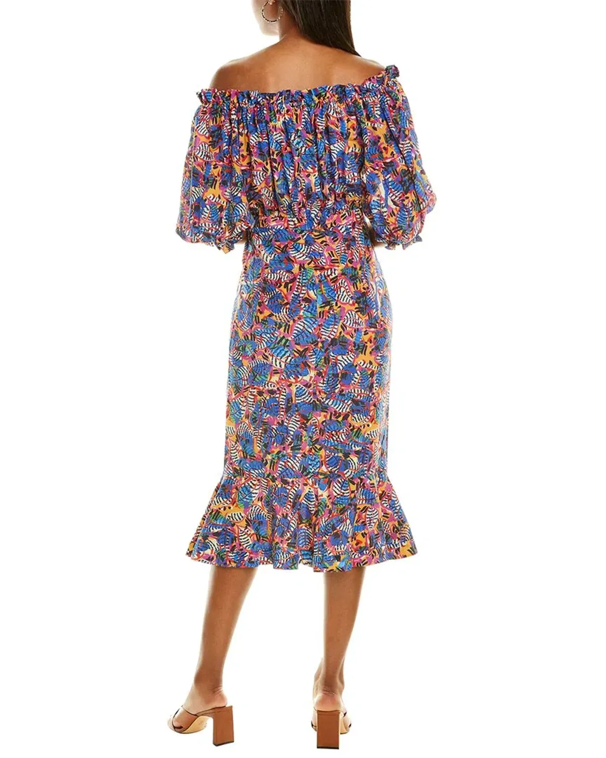 Saloni Olivia Dress In Gold Banana Leaf Size 12 - Image 5