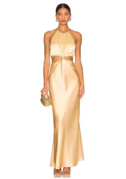 Bec & Bridge Carrie Halter Maxi Dress Yellow Size 8 for rent on The Volte - image 1