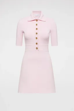 Scanlan Theodore Crepe Knit Button Collar Mini Dress Pink Size XS / Au 6 for rent on The Volte - image 5