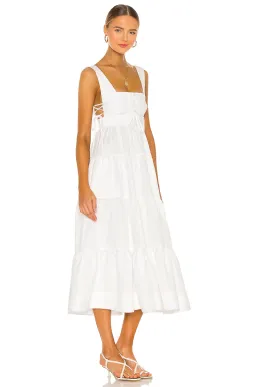 Shona Joy Blanca Lace Up Tiered Midi Dress Ivory Size 8  for rent on The Volte - image 2