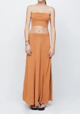 Bec & Bridge Indya Knit Bandeau  and Knit Maxi Skirt Set Rust Size 6 / XS for rent on The Volte - image 1