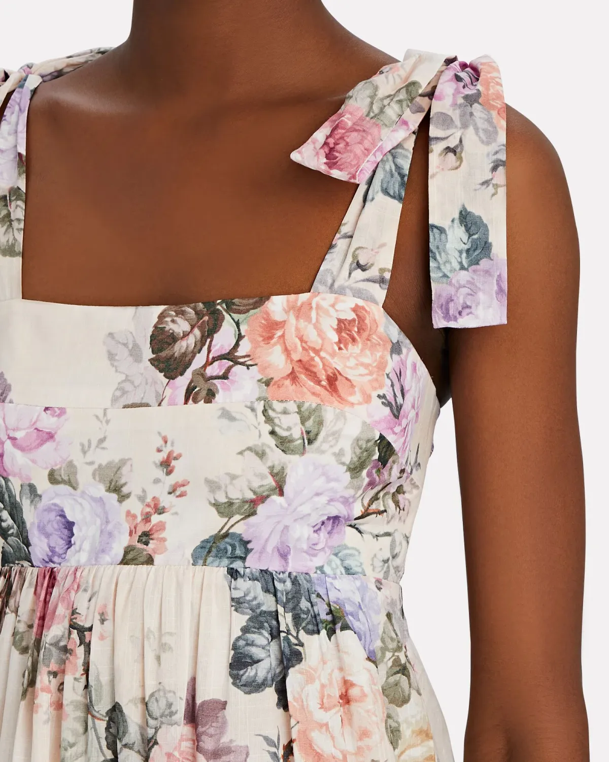 Zimmermann Brighton Antique Floral Shoulder Tie Maxi Dress Blush Size 1 / AU 10 - Image 2