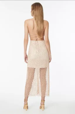 Manning Cartell Crochet Sequin Slip Dress in Buff Nude Size 12 for rent on The Volte - image 2