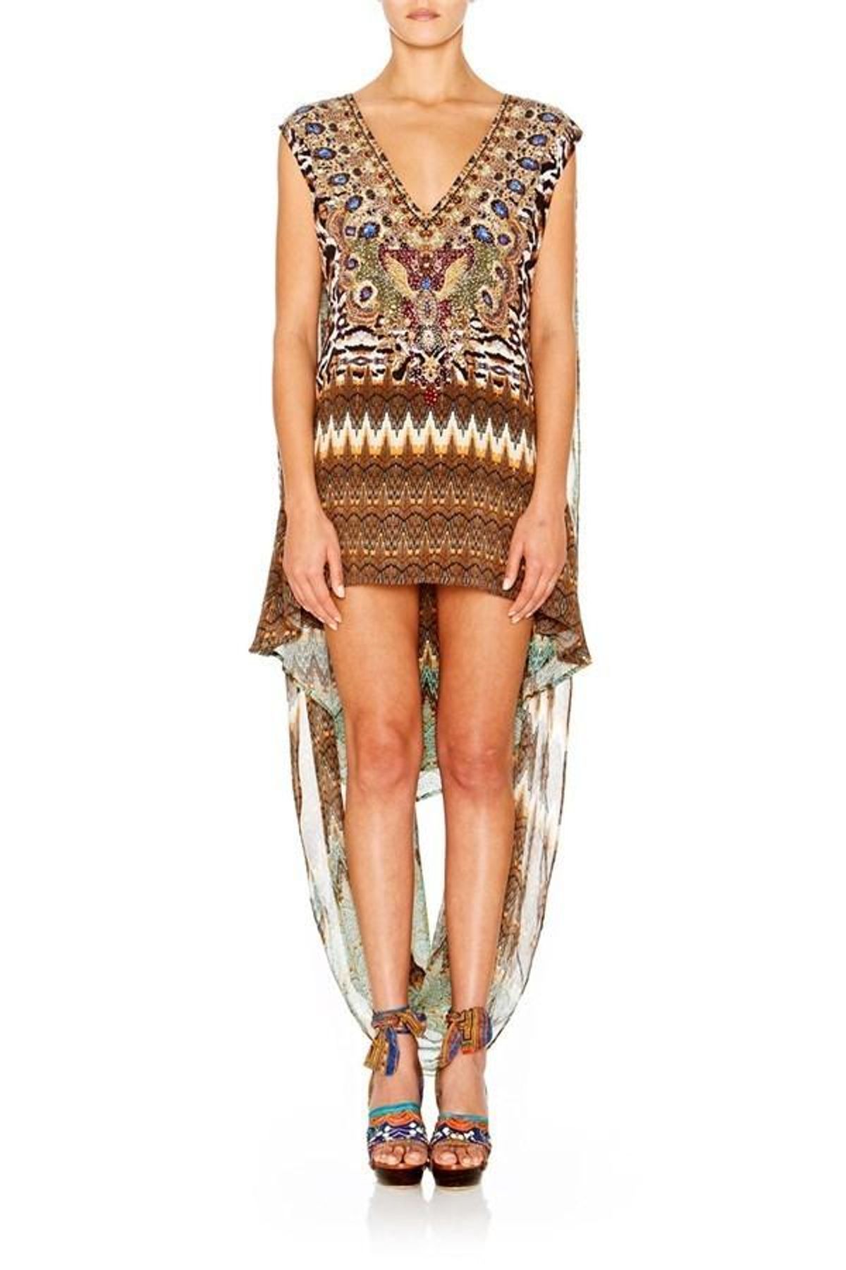Camilla Deep V Mini Dress W Cape Eyasi Stillness - Image 1